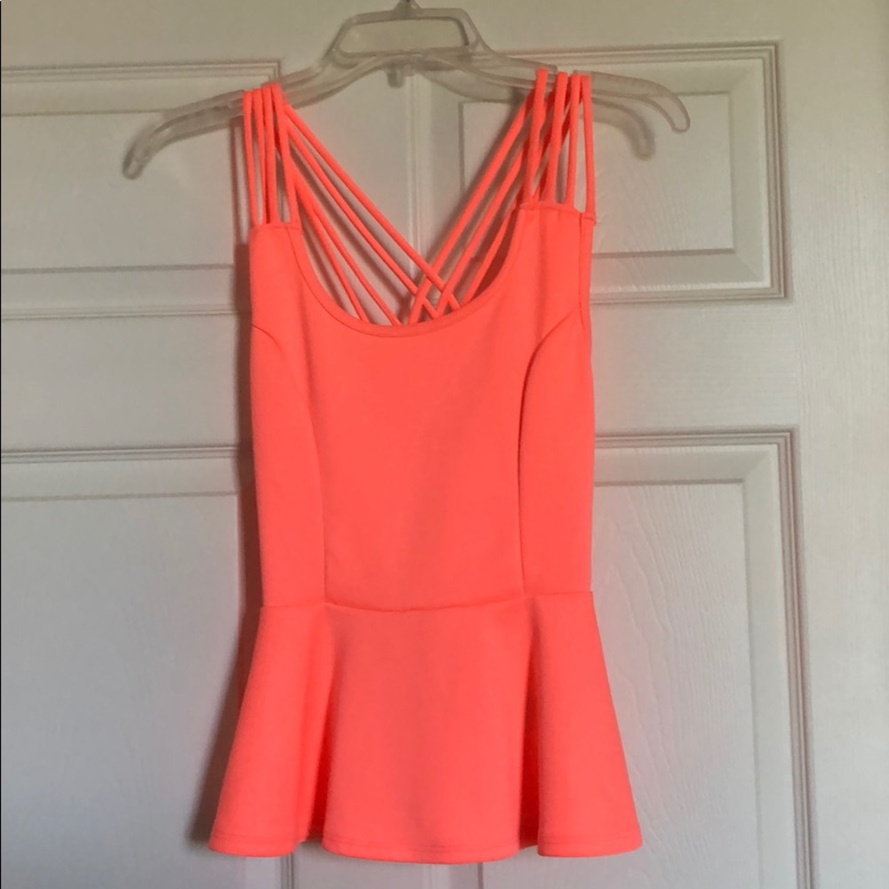 Coral Pink Peplum Top
